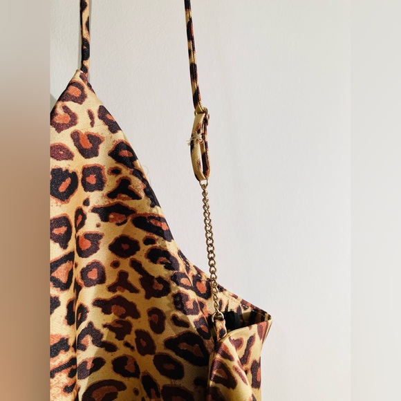ZARA Leopard Print Camisole Gold Chain Strap Tank Top Medium Style 9219/561/051 - Picture 6 of 7